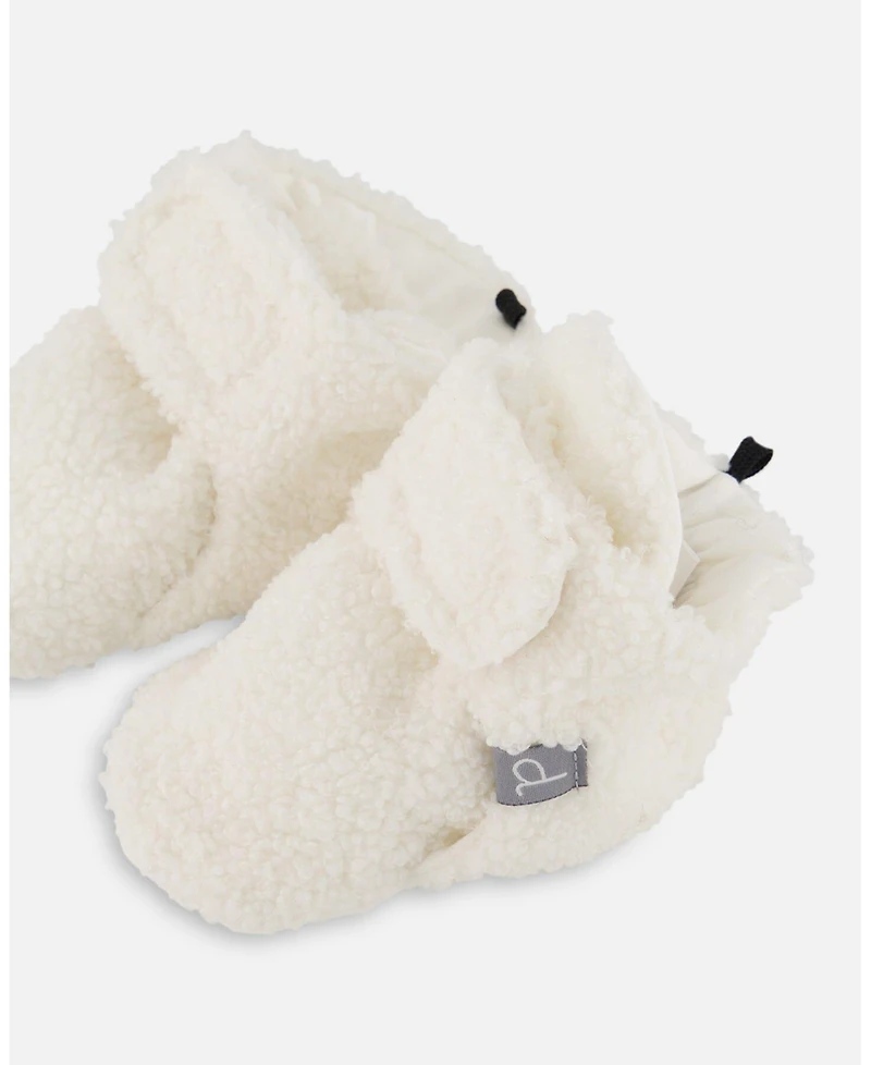 Deux par Baby Unisex Sherpa Slippers Off-White