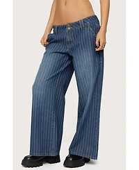 Edikted Women's Cory Striped Low Rise Jeans
