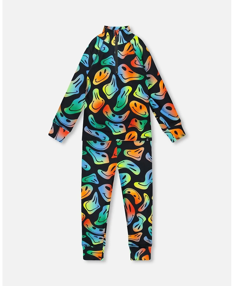 Deux par Big Boys Two-Piece Thermal Underwear Set Smiley Face