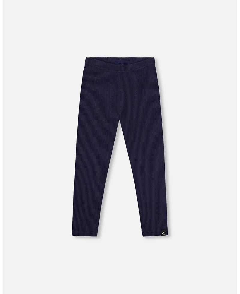 Deux par Baby Girls Ribbed Leggings Navy Blue