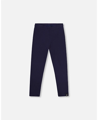 Deux par Baby Girls Ribbed Leggings Navy Blue
