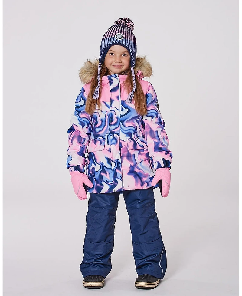 Deux par Girl Two-Piece Discover Snowsuit with Printed Jacket Navy Blue - Toddler|Child