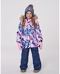 Deux par Girl Two-Piece Discover Snowsuit with Printed Jacket Navy Blue - Toddler|Child