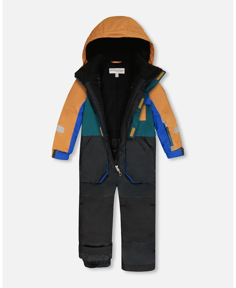 Deux par Boy One-Piece Play Snowsuit Colorblocked and Black - Child