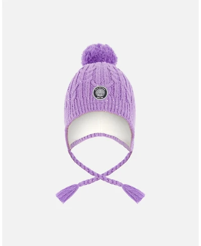 Deux par Girl Lined Winter Hat with Pompom Lavender - Toddler|Child