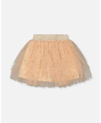 Deux par Girl Multi Layer Glittering Mesh Skirt Beige