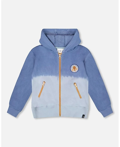 Deux par Baby Boy Full Zip Hooded Fleece Jacket Blue