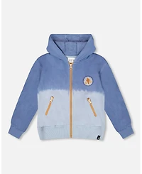 Deux par Baby Boy Full Zip Hooded Fleece Jacket Blue