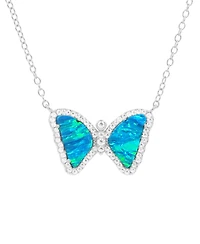Kamaria Mini Butterfly Necklace with Lab-Grown Opal Sterling Silver