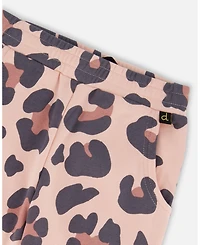 Deux par Girl French Terry Wide Leg Sweatpants Pink Leopard