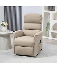 Flynama Homcom Power Lift Recliner Chair for Elderly, Easy Assembly, Fabric Lift Chair with Remote Control, Side Pockets for Living Room, Beige