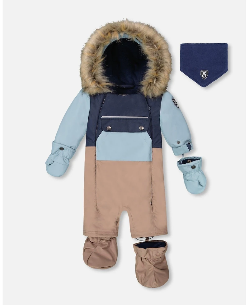 Deux par Baby Boys One-Piece Play Snowsuit Designed for Car Seat Taupe - Baby|Toddler