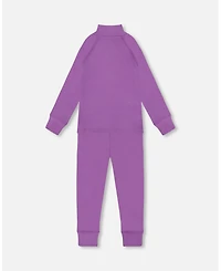 Deux par Kids Unisex Two-Piece Thermal Underwear Set Lavender