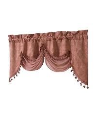 Kate Aurora Georgina Ultra Luxurious Raised Jacquard And Fringed Trimmed Austrian Window Valance - 52 in. W x 28 L, Purple