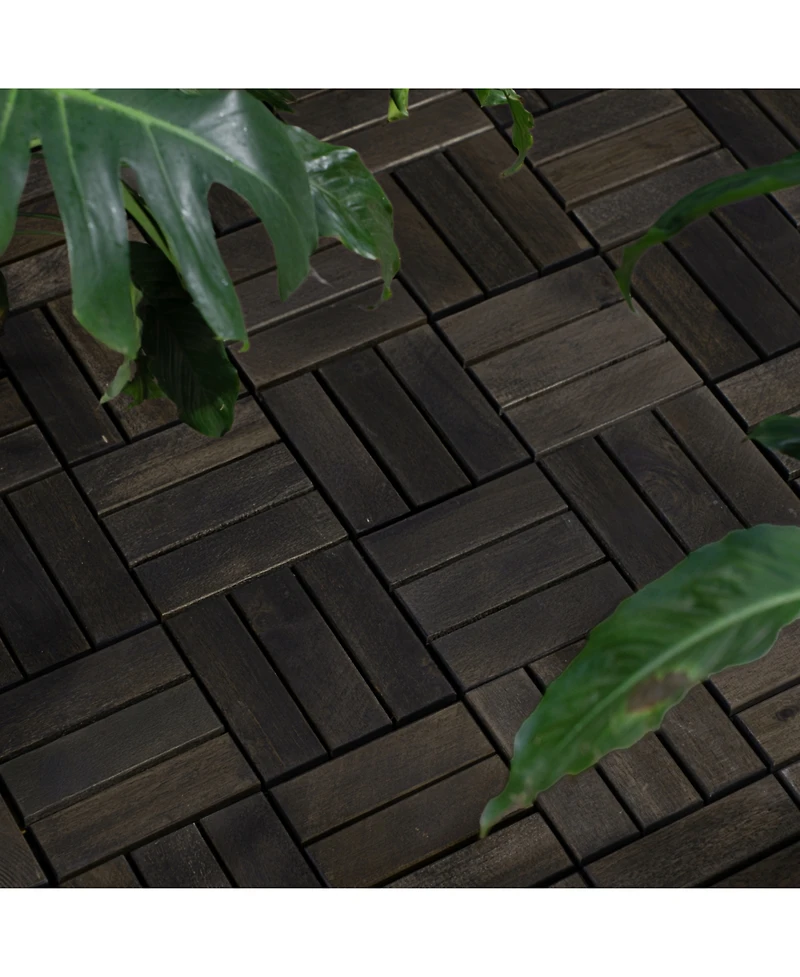 Streamdale Furniture Acacia Wood Deck Tiles Checker Pattern 30 Pcs