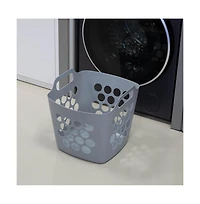 Basicwise Flexible Plastic Carry Laundry Basket Holder Square Storage Hamper with Side Handles