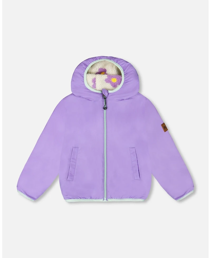 Deux par Baby Girl Reversible Mid-Season Sherpa Jacket Lavender Flower
