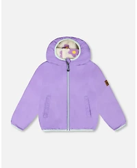 Deux par Baby Girl Reversible Mid-Season Sherpa Jacket Lavender Flower