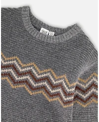 Deux par Boy Knit Sweater Dark Heather Gray