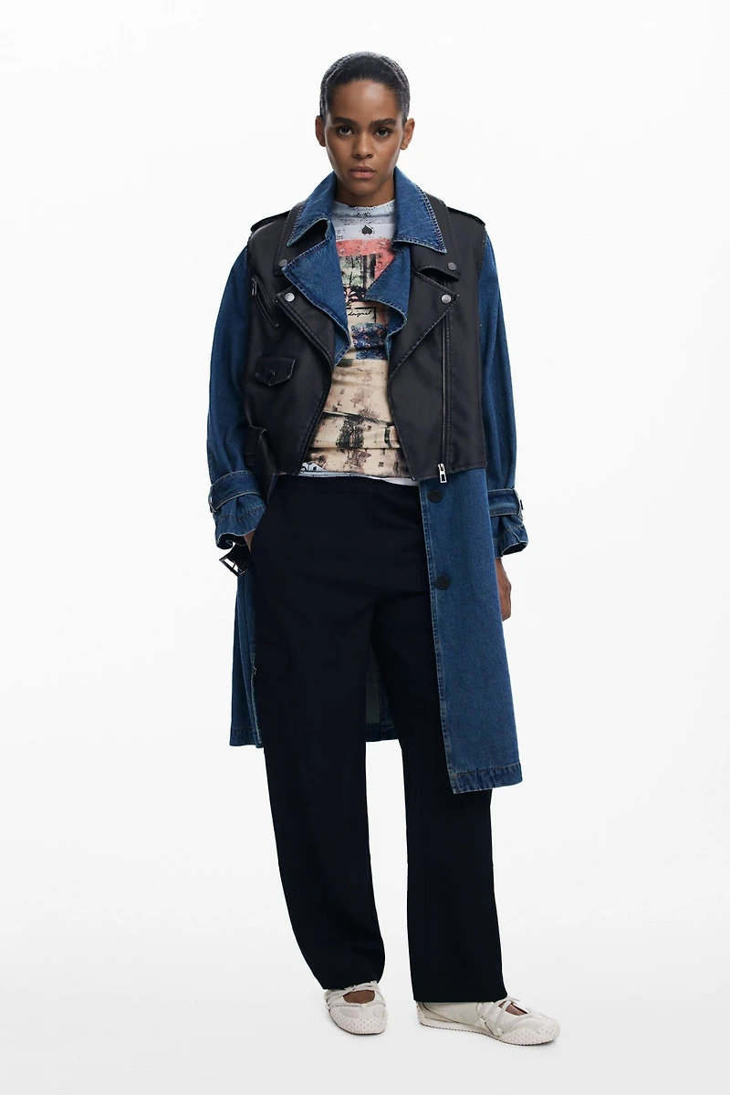 Desigual Women's Detachable denim trench coat