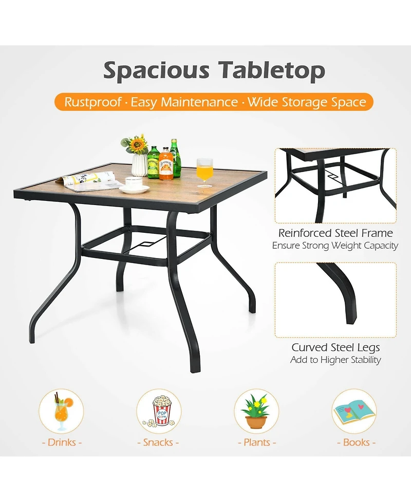 Gymax Patio Square Dining Table Metal Bistro Table Garden Poolside Backyard