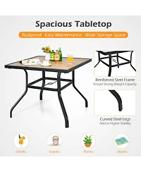 Gymax Patio Square Dining Table Metal Bistro Table Garden Poolside Backyard