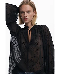 Desigual Women's Flocked sheer blouse