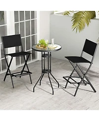 Costway Outdoor Bar Chair Folding Bar Height Stool with Metal Frame