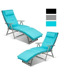 Costway 2PCS Outdoor Folding Chaise Lounge Chair w/Cushion