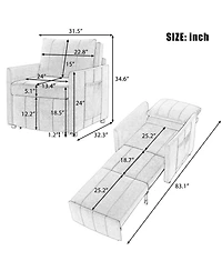Streamdale Furniture Convertible Sleeper Sofa Bed with Adjustable Backrest