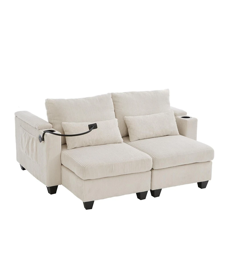 Streamdale Furniture Convertible Sleeper Sofa with Usb & Storage