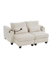 Streamdale Furniture Convertible Sleeper Sofa with Usb & Storage