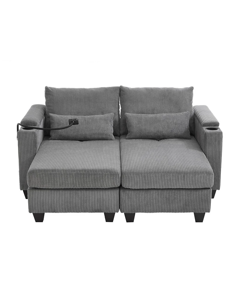 Streamdale Furniture Convertible Sleeper Sofa with Usb & Storage