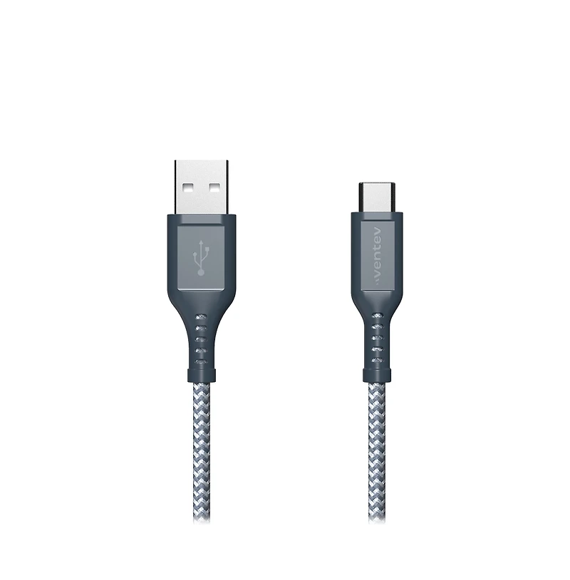 Ventev Braided Usb A to Usb C High Speed 6 Foot Cable-Gray