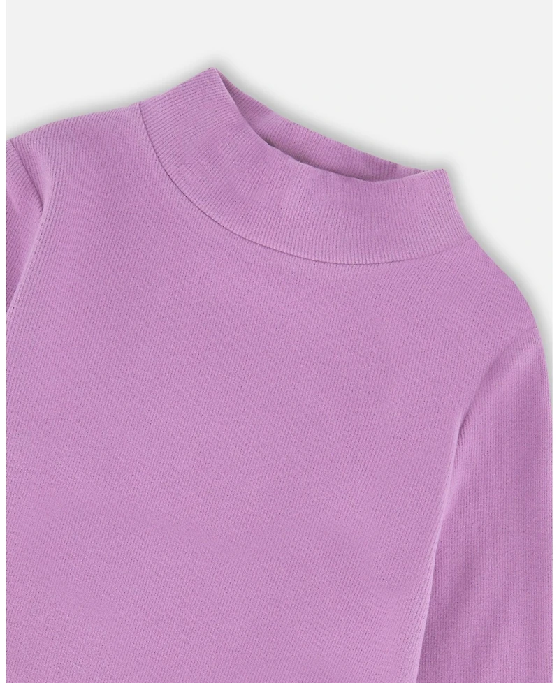 Deux par Girl Super Soft Ribbed Mock Neck Top Lavender