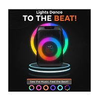 Pyle Portable Bt Party Speaker with Built-in Rechargeable Battery, Tws Function, Mic Input, Mic Echo Control, Bass and Treble Control