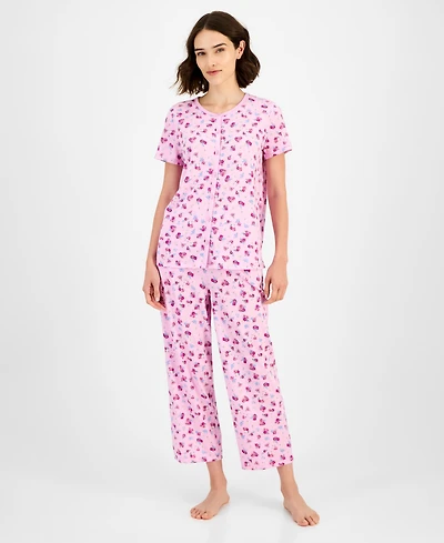 Charter Club Women's 2-Pc. Cotton Printed Cropped Pajamas Set, Created for Macy's