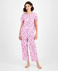 Charter Club Women's 2-Pc. Cotton Printed Cropped Pajamas Set, Created for Macy's