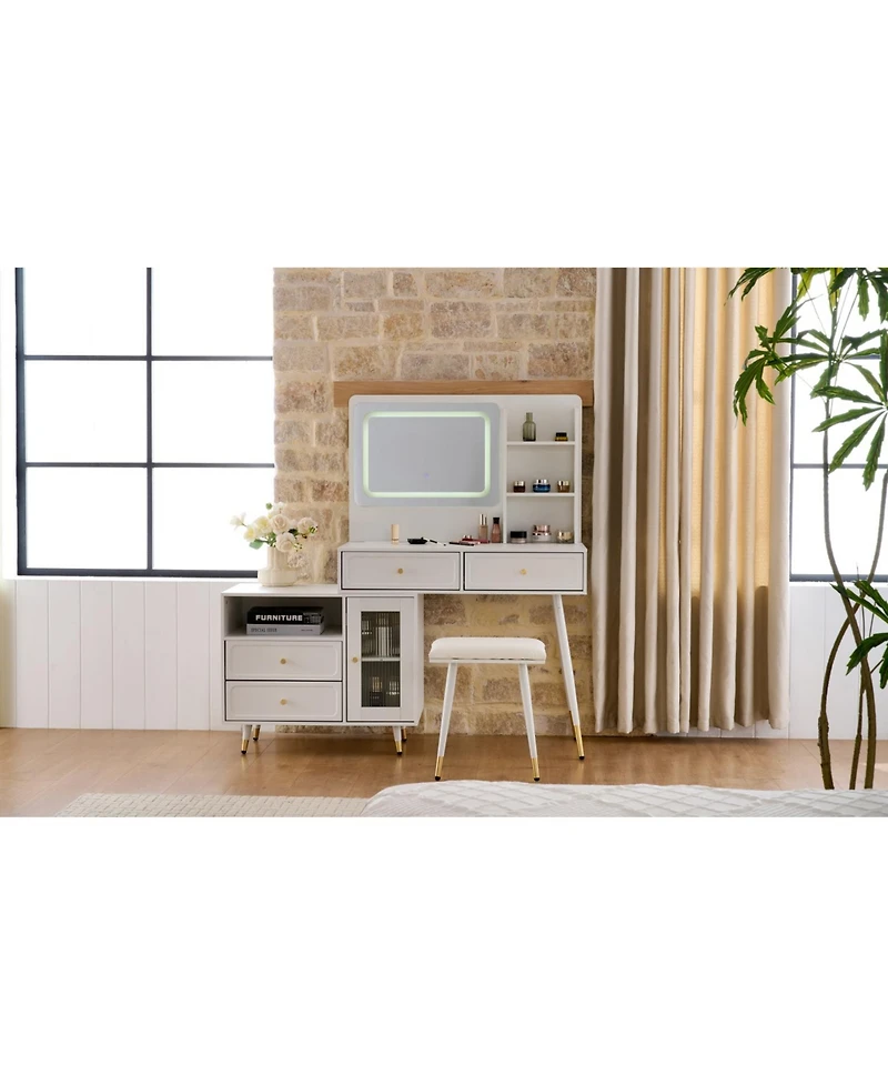 Streamdale Furniture Makeup Vanity Desk with Mirror & Lights, Drawers Cabinet