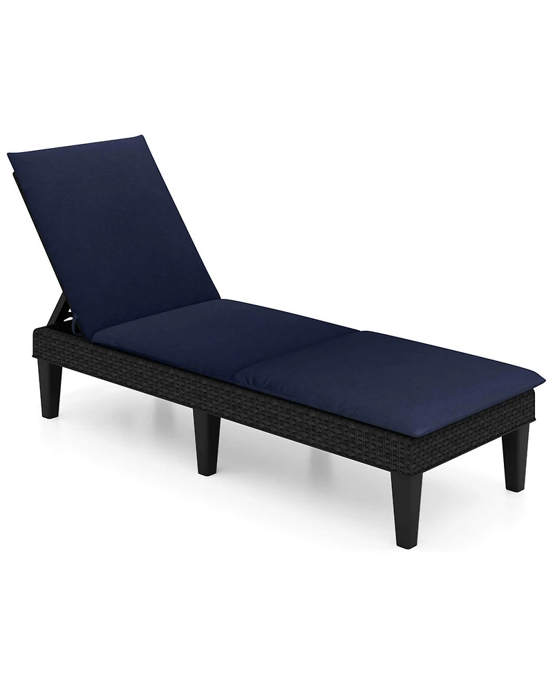 Patio Lounge Chair Recliner with 3-Position Adjustable Backrest & Cushion