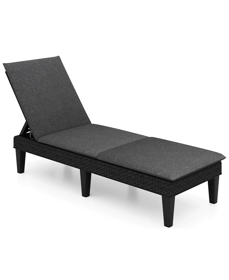 Patio Lounge Chair Recliner with 3-Position Adjustable Backrest & Cushion