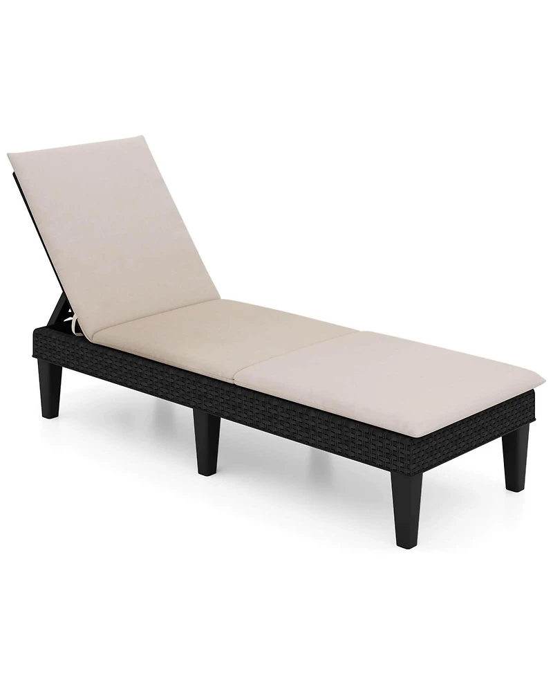 Patio Lounge Chair Recliner with 3-Position Adjustable Backrest & Cushion