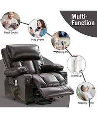 Flynama Power Electric massage lift lounge chair, suitable for the elderly, with heating and vibration functions,Fleece leather with Usb, can be used