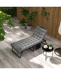 Outdoor Chaise, Adjustable Folding Chaise Lounge with 4-position Backrest, Magazine Pocket, Removable Head Pillow, Sun Bathing Lounger Chair for Patio