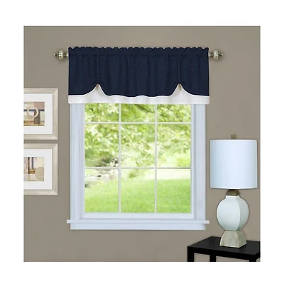 Kate Aurora Country Farmhouse Flax Linen Tie Up Window Valance - 58 in. W x 14 L