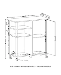 Homlux 4-Tier Utility Kitchen Island Cart with Cabinet and Lockable Wheels, White Oak