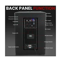 Pyle 12'' 1600W Active Powered Subwoofer Box System with Professional Design