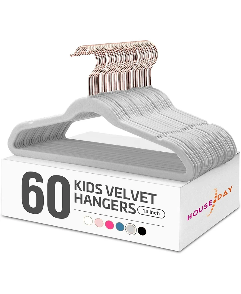 14 Inch Kids Velvet Hangers White 60 Pack