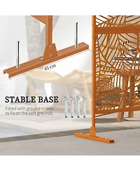 Outsunny Metal Privacy Screen 6.5' Outdoor Divider Leaf Motif,