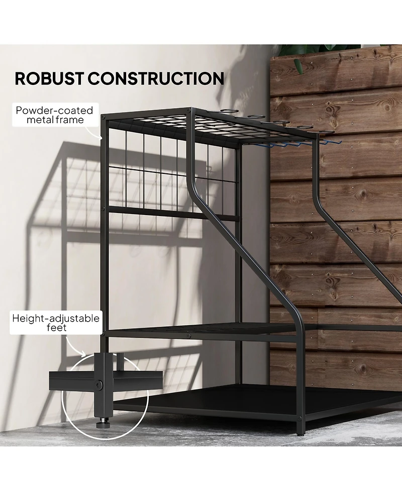 Outsunny Garden Tool Organizer for Garage, 3 Tier Yard Holder,